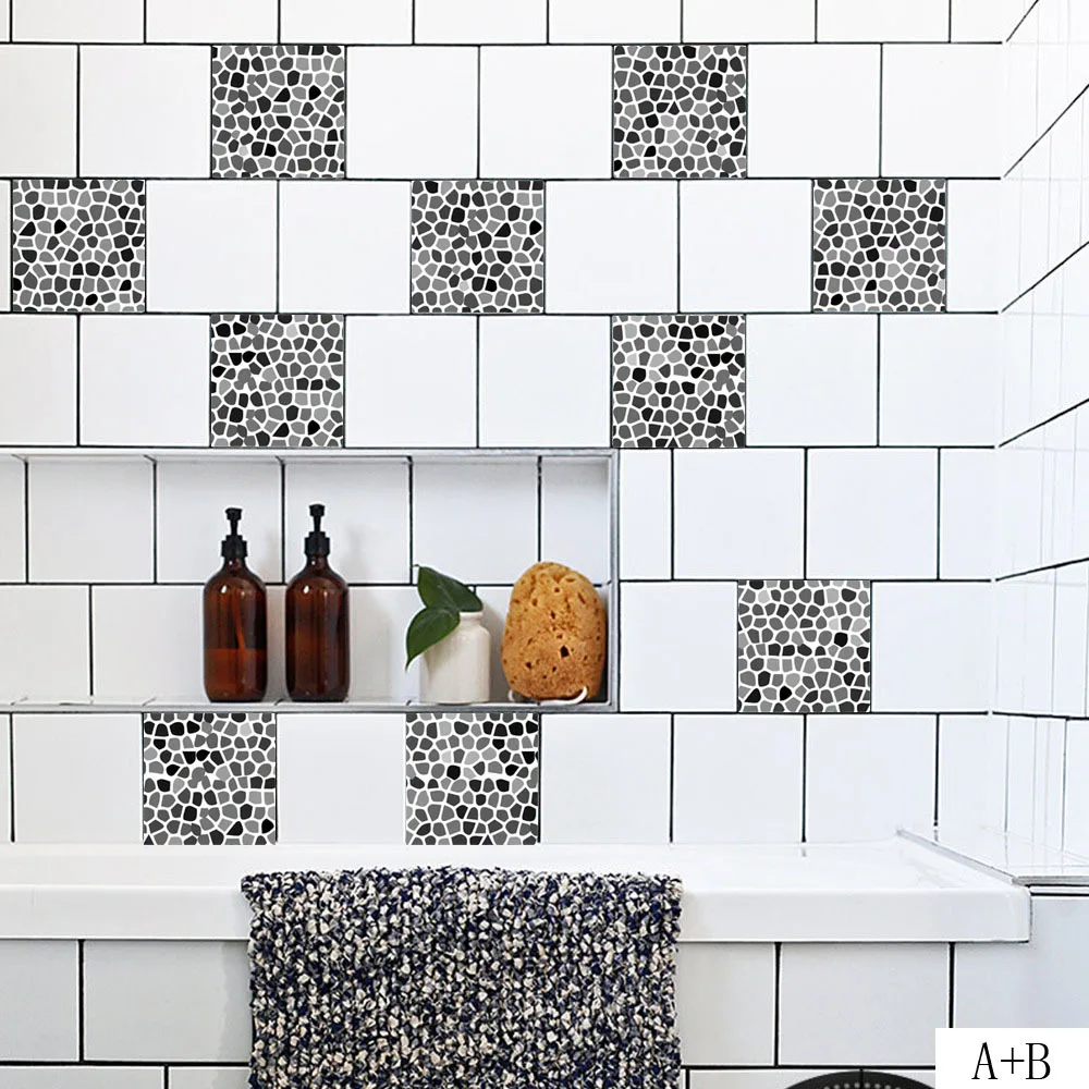 

Rock style PVC Waterproof Self adhesive Wallpaper Furniture Bathroom DIY Arab Tile Sticker 20x100cm
