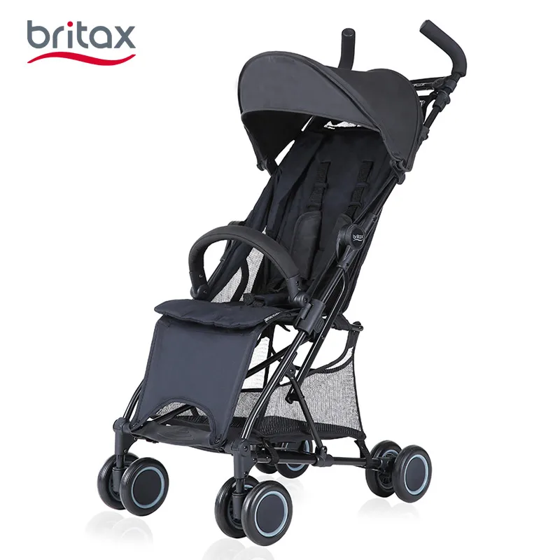 Ultra-lightweight b-holiday Miao 2 light folding baby stroller umbrella summer baby shock folding cart - Цвет: Black