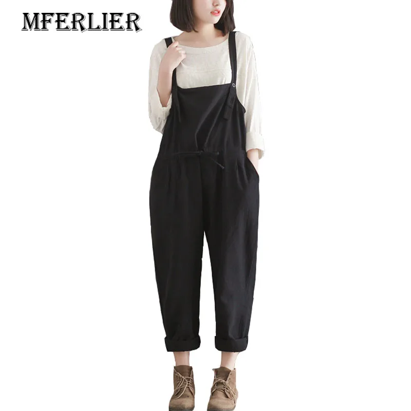 

Woman Overalls Harembroek Black Cotton Plus Size Pants Casual Loose Trousers Women Summer Pants Wide Leg Pants