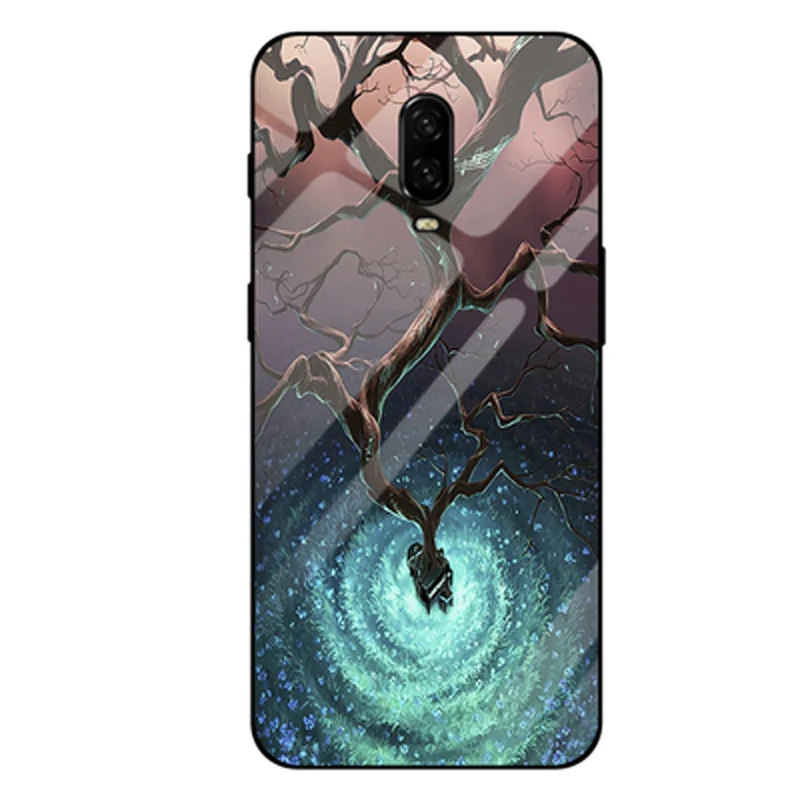 6,4" для Oneplus 6 T чехол звездное небо закаленное стекло+ края из ТПУ тонкий жесткий чехол Oneplus6T чехол для One plus 6 T 6 T 1+ 6 T