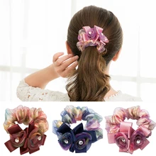 Модная кружевная лента с бантом; Новинка года; корейская веревка для волос с цветами для женщин и девочек; аксессуары для волос