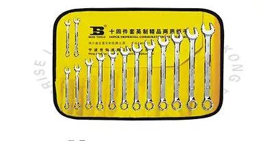 

14 Pcs Imperial Combination Open Box End Wrench Set Silver Tone