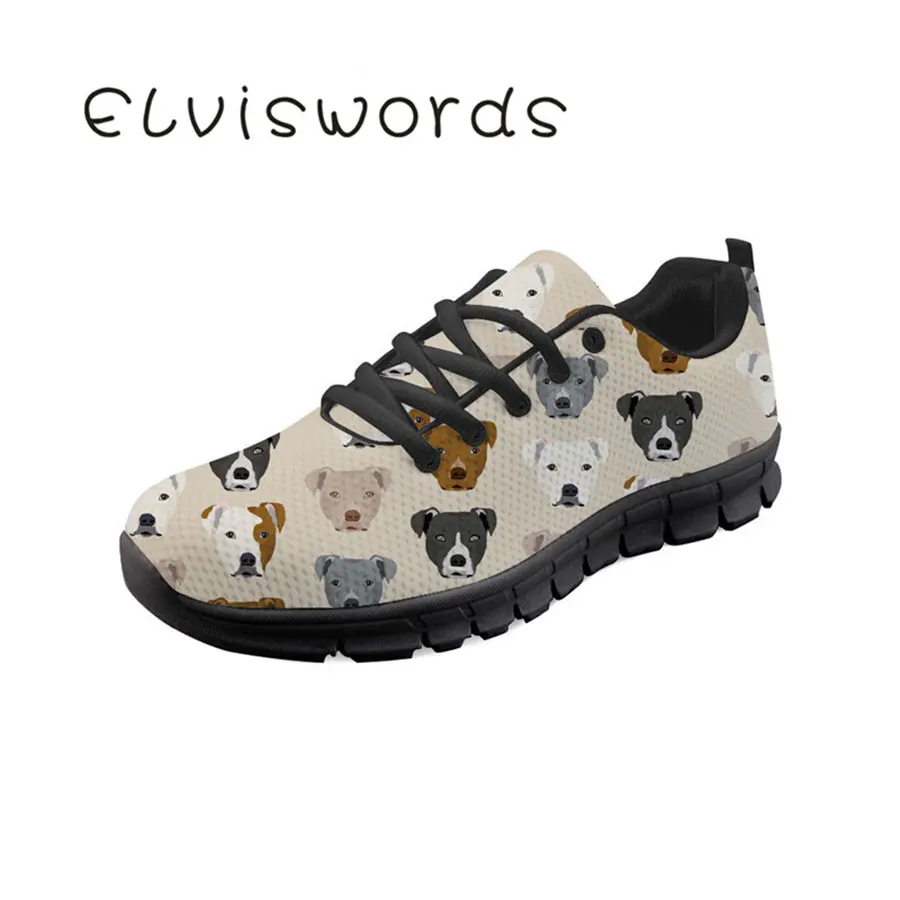 

Women's Shoes Spring and Summer New Lace-up Flat Casual Shoes Pitbull Terrier Printed Breathable Soft Outdoor Sports Shoes