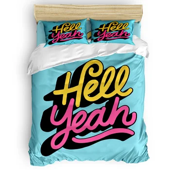 

Hell Yeah typography Duvet Cover 3D Cotton King Size Queen Size Quilt Cover Set Bedclothes Comforter Single Bedding Sets