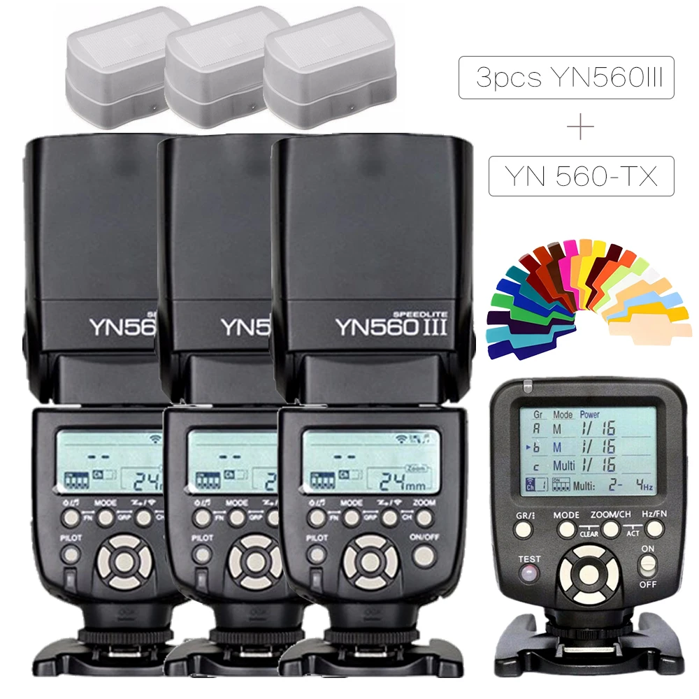 3 шт. Yongnuo YN560 III Беспроводная ручная Вспышка Speedlite + YN 560TX ЖК контроллер для камеры