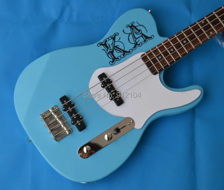 Заказная электрическая бас гитара в синем цвете с палисандр гриф корпус из липы F-1502