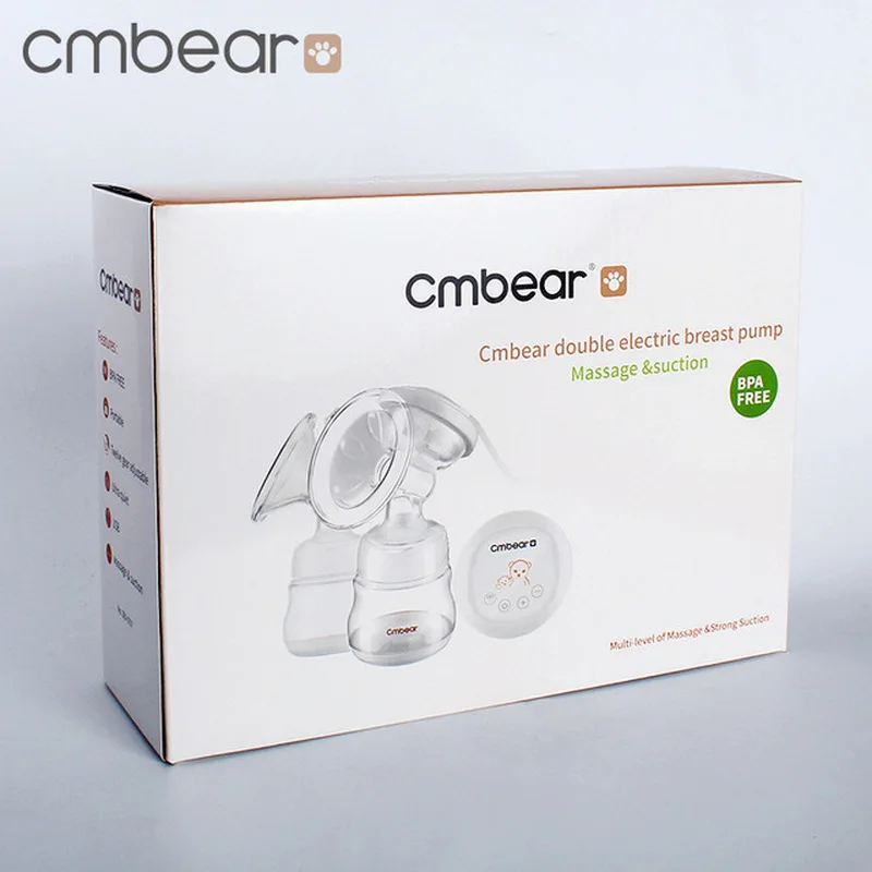Cmbear Baby Breastfeeding LCD Display Double Breast Pump Milk Bottle PP USB Convenient Powerful massage Breast Pumps Bottle