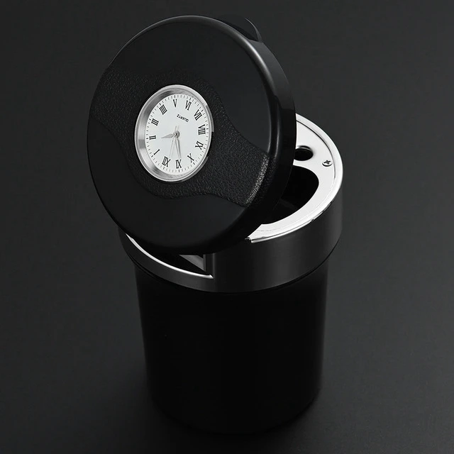High Quality Car Led Ashtray Holder With Clock For Renault Fluence Duster Megane Kadjar Clio Cigarette Cup Accessories | Автомобили и