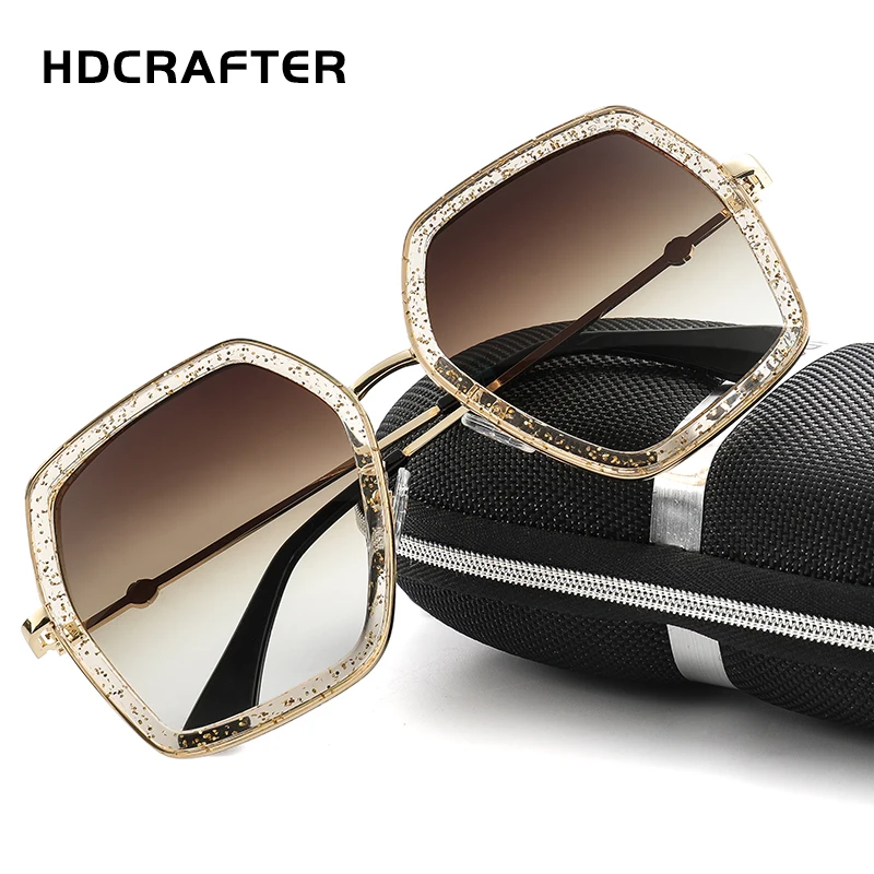 HDCRAFTER Роскошные негабаритные Солнцезащитные очки женские большие рамки щит квадратные брендовые дизайнерские солнцезащитные очки для