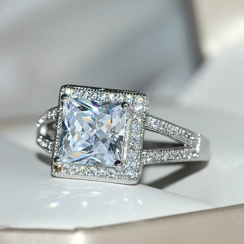 

Big Bling Zircon Stone 925 Sterling Silver Wedding Engagement Rings for Women Fashion Jewelry 2019 New