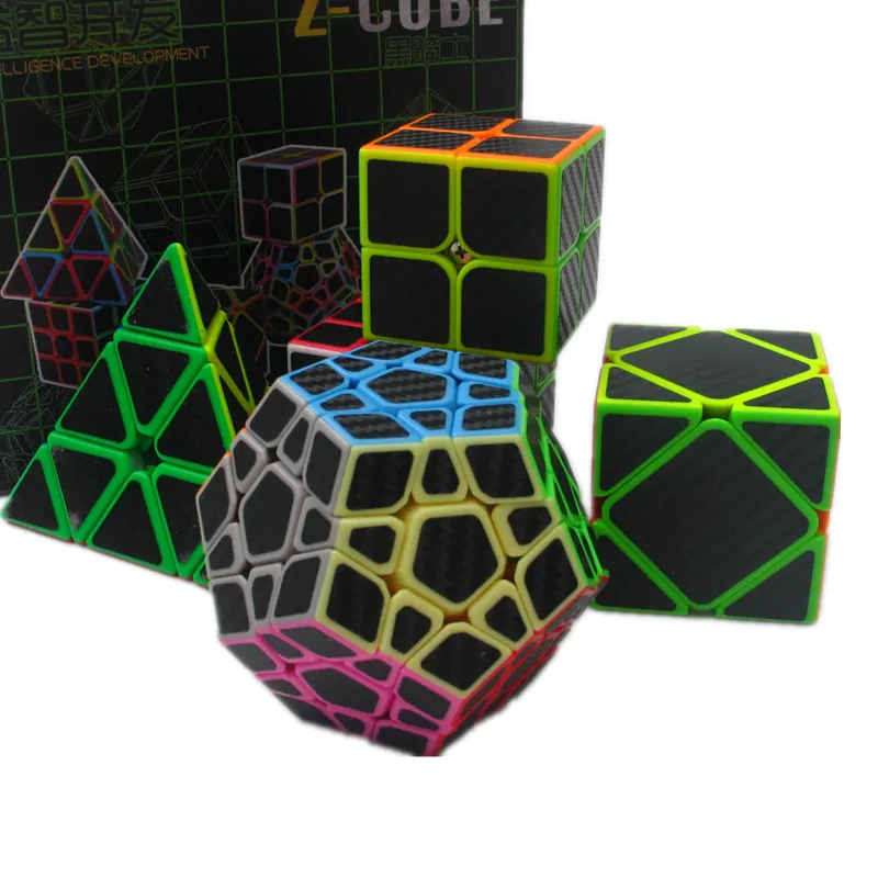 5 шт./компл. красочное углеродное волокно магический куб набор 3x3x3 головоломка на скорость треугольник Dodecahedron оси зеркальный Куб Детская
