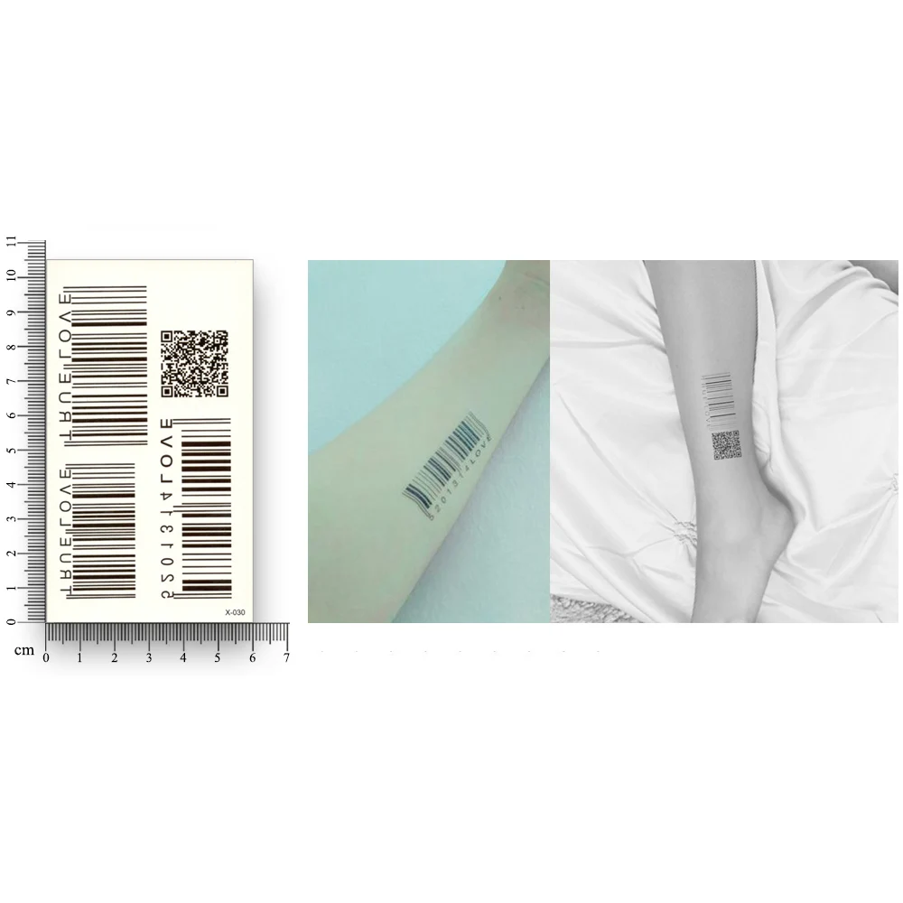 أسود Barcod QR كود للماء المؤقتة ملصقا نقل المياه وهمية الوشم ماكياج باردة الرجال النساء الجسم الفن رخيصة الاشياء