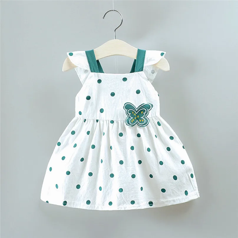 

Baby Dresses Girls Cotton Clothing Princess Polka Dots Butterfly Printed Dress Dancing Wedding Summer Girl Clothes Dress4JJ