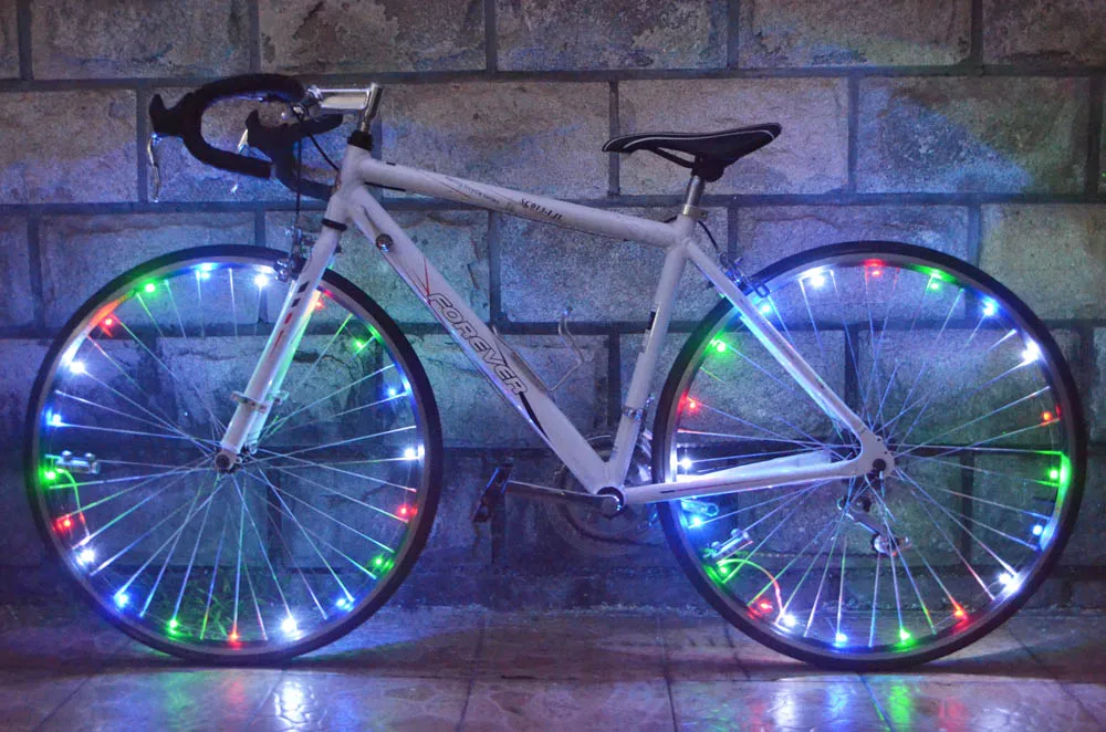 Cheap Water-resistant 20 LEDs Bicycle Light Cycling Rim Lights LED Wheel Spoke Light 2.2m String Wire Lamp 2