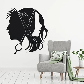 

Barbershop Logo Wall Stickers Men And Women Hair Cut Window Vinyl Decal Hair Salon Decoration Vinyl Hairdresser Mural AZ780