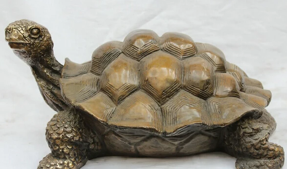 

JP S0524 14" Chinese Longevity Fengshui Copper Bronze Sea Tortoise Turtle Statue Figures