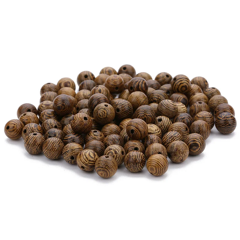 

100Pcs Coffee Stripes Loose Space Beads For Jewelry Marking Bracelet Charm Needlework Wooden Beads Accessories Jewelry Finding