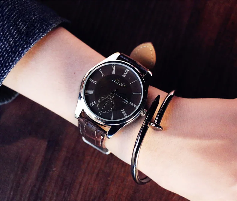 Простые парные часы пара часов роскошный Римский стиль Мужские часы модные женские кварцевые наручные часы подарок для мужчин часы для