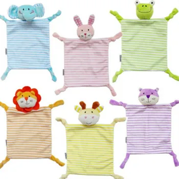 

6 PC Newborn Toddler Kids Plush Towel Toy Cartoon Cat Rabbit Animal Rattle Toy Baby Sleeping Newborn Stuffed Dolls Comfort Towel