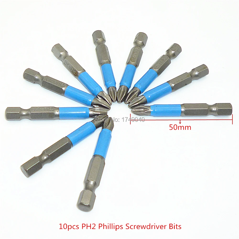 10 шт. насадки для отвертки PZ1 PZ2 PH2 1/4 дюйма шестигранный хвостовик 50 мм магнитные