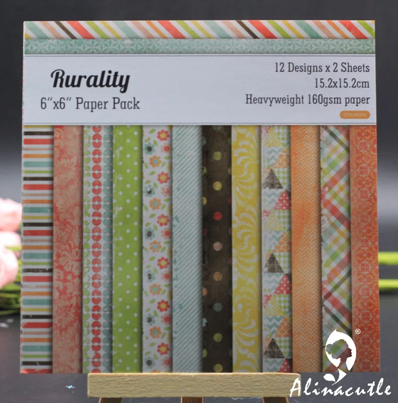 

AlinaCraft 24 sheets 6"X6" patterned paper rurality Scrapbooking paper pack handmade craft paper craft Background pad