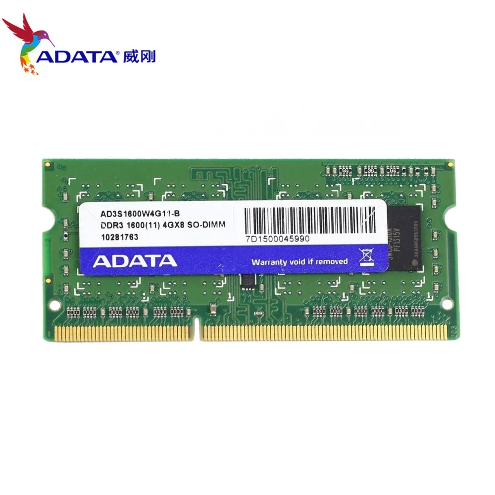 AData 4GB DDR3L 4 Гб 1600 МГц 2RX8 PC3-12800 DDR3 Тетрадь Оперативная память SO-DIMM 1333 10600 2G 204 оперативной памяти ноутбука памяти