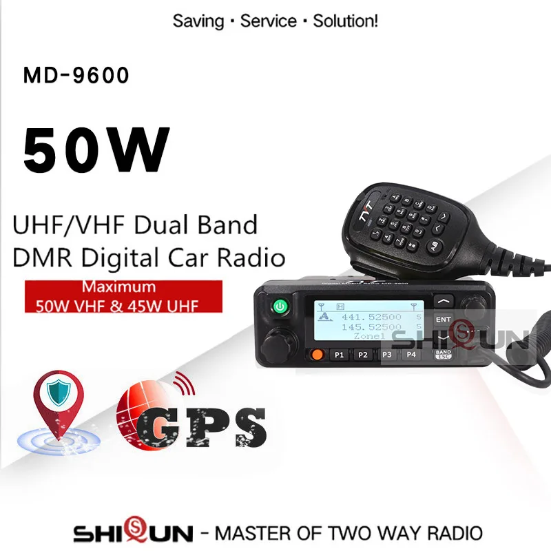 TYT MD-9600 Talkie “иди и болтай Walkie 50 км мобильное автомобильное DMR радио цифровой 136-174/400-480 МГц Dual Band радио приемопередатчик 3000CH 50/45/25 Вт DMR