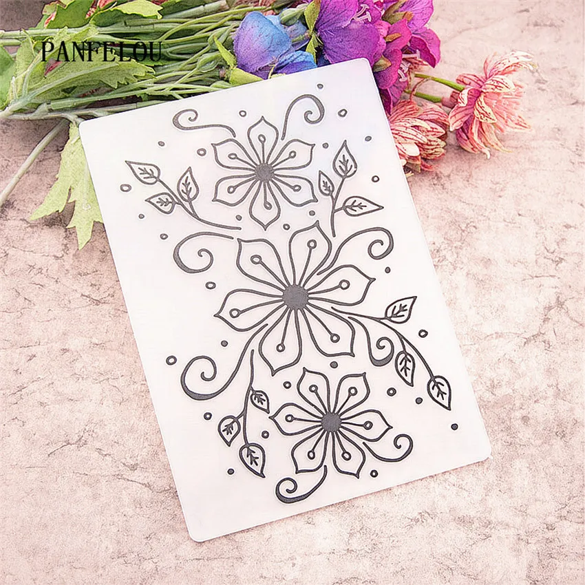 

PANFELOU The flowers smell Embossing folders Plastic For Scrapbooking DIY Template Fondant Cake Photo Album Card Making