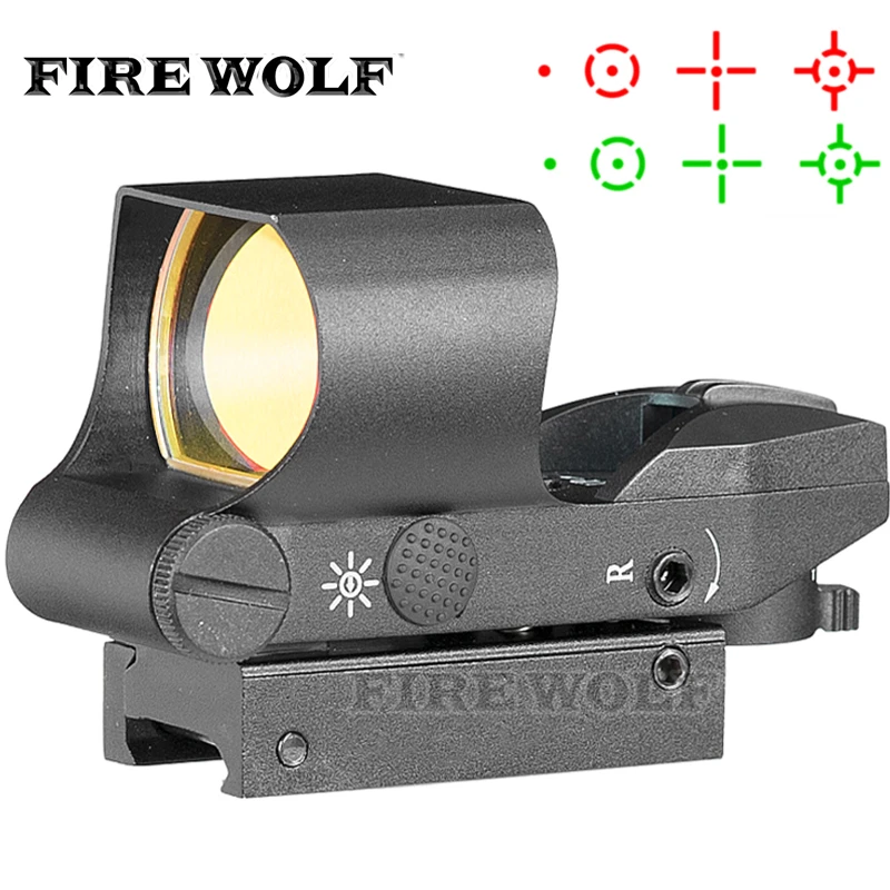 

1x22 Black Tactical 4 Type Reticle Reflex Red Fiber Optic Rifle Scope With Red Dot Sight For Hunting