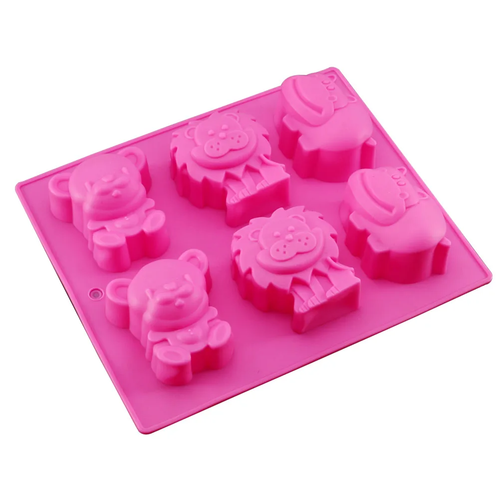 T0920P0363A Silicone Mold Lion Bear Hippo detail 03