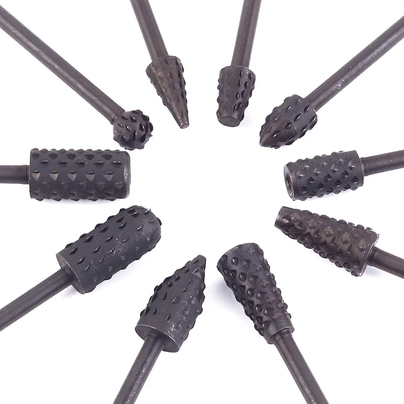 

10 Pcs/Set 1/8" HSS Titanium Router Bits Woodworking Drill Bits Router Cutter Bit Files Fit Foredom Rotary Tool #87889