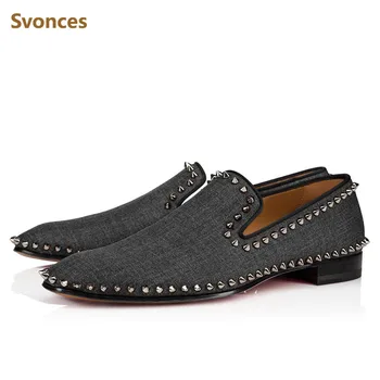

Fashion Dressing Casual Mens Shoes Classic Rivets Spikes Plaid Loafers New Male Blanco Zapatillas Customized Breathable Flats