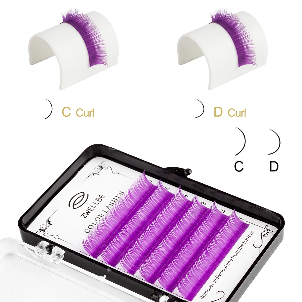 Zwellbe, натуральный фиолетовый цвет, для наращивания ресниц, мягкий, 6 ...