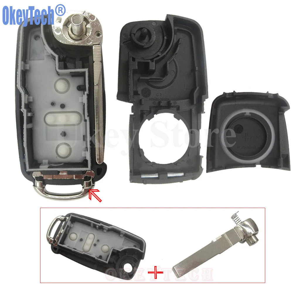 Чехол для ключей OkeyTech с 2 кнопками Volkswagen VW Jetta Golf Passat Beetle Polo Bora|fob case|fob keyfob car |