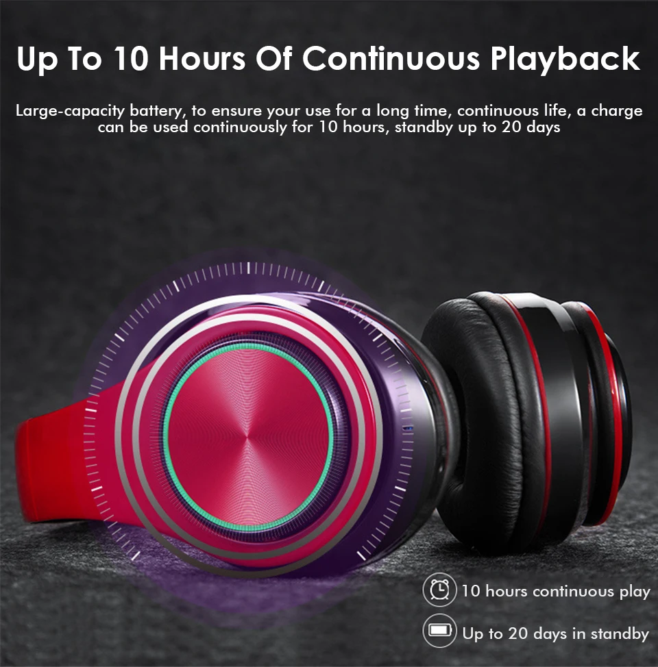 Bluetooth Headphone Luminous Wireless Headphones Bluetooth Bass Headset With Microphone  mp3 player for iphone samsung galaxy (9)