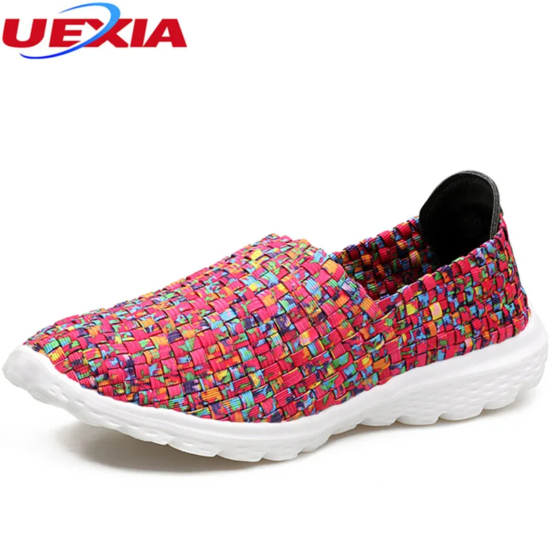 

UEXIA Summer Flats Women Shoes Breathable Casual Handmade Woven Lightweight Beach Footwear Fashion Shoes Woman Chaussure Femme
