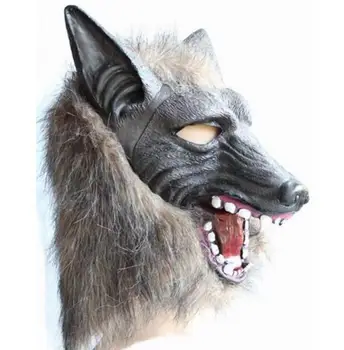 

Latex Full Head Overhead Wolf Mask with fur Creepy Halloween Cosplay Masquerade Fancy Dress Up Theater Adult Costume Masks
