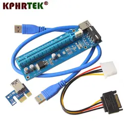 Синий 60 см PCI Express 1X до 16X переходная карта pci-e карта USB 3,0 до 4Pin IDE расширение