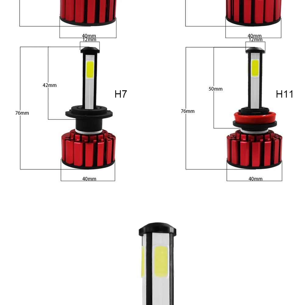 Roadsun автомобилей головной светильник лампочка 4 боковые зеркала светодиодные H4 H7 H11 9005 9006 HB2 HB3 HB4 светодиодных фар для авто аксессуары 8000LM 80W 12V 6000K автомобильный светильник