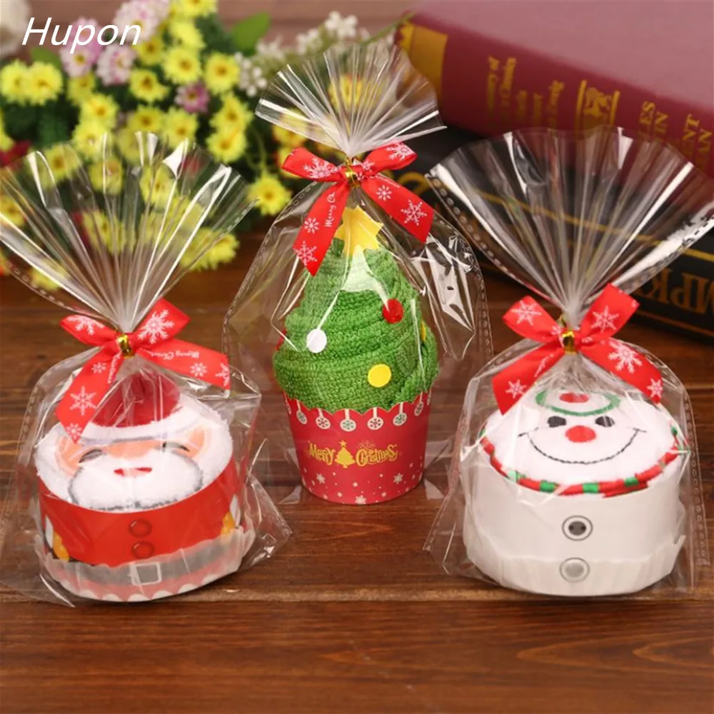 

Santa Claus Christmas Tree Cupcake Cotton Towel 30*30cm Boy Girl Baby Shower Birthday Party Favors Christmas Gifts for Guests