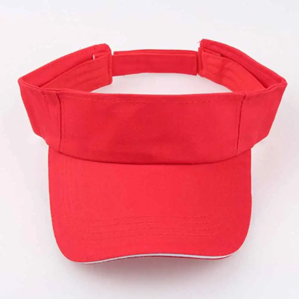 Summer 100% Cotton Visors Hat Women Men's Sandwich Bill Sun Visor Cap Golf Running Sports Black Orange Navy Sky Blue Red 6