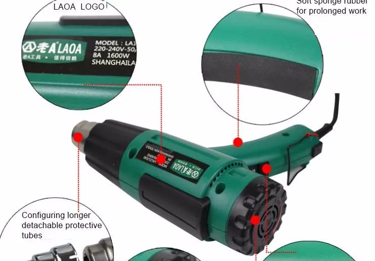 LAOA 1600 Вт Тепловая пушка с регулируемой температурой, тепловая пушка с нагревателем, электрическая тепловая пушка для размягчения масляного осадка