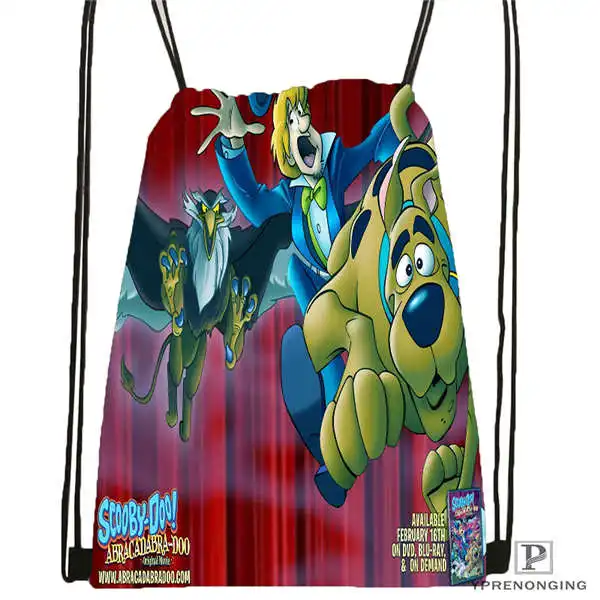 Drawstring Backpack Custom Scooby-Doo_ походная сумка на шнурке Cute Daypack Kids Satchel(черная спина) 31x40 cm#180611-01-44 - Цвет: Drawstring Backpack