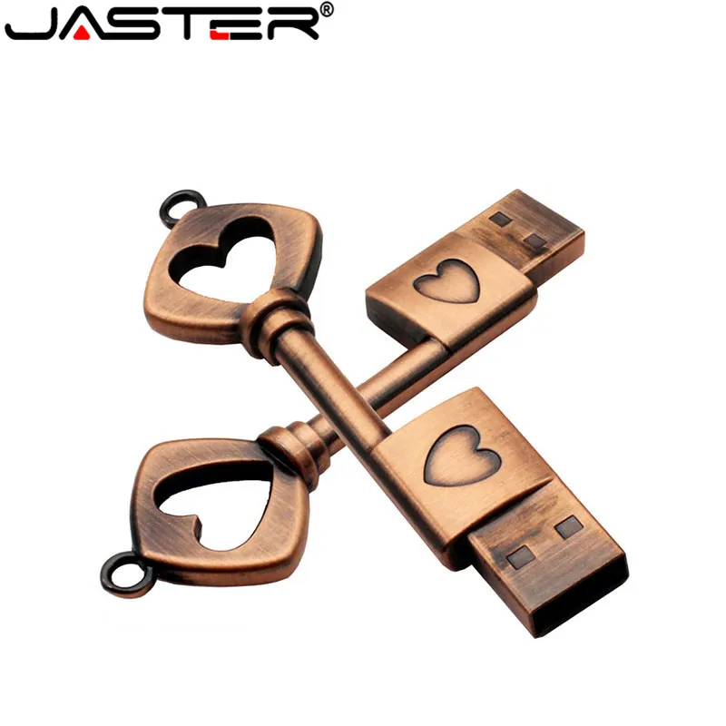 JASTER модный металлический медный ключ внешняя карта памяти USB 2,0 4 ГБ 8 ГБ 16BG 32 Гб 64 Гб USB флеш-накопитель