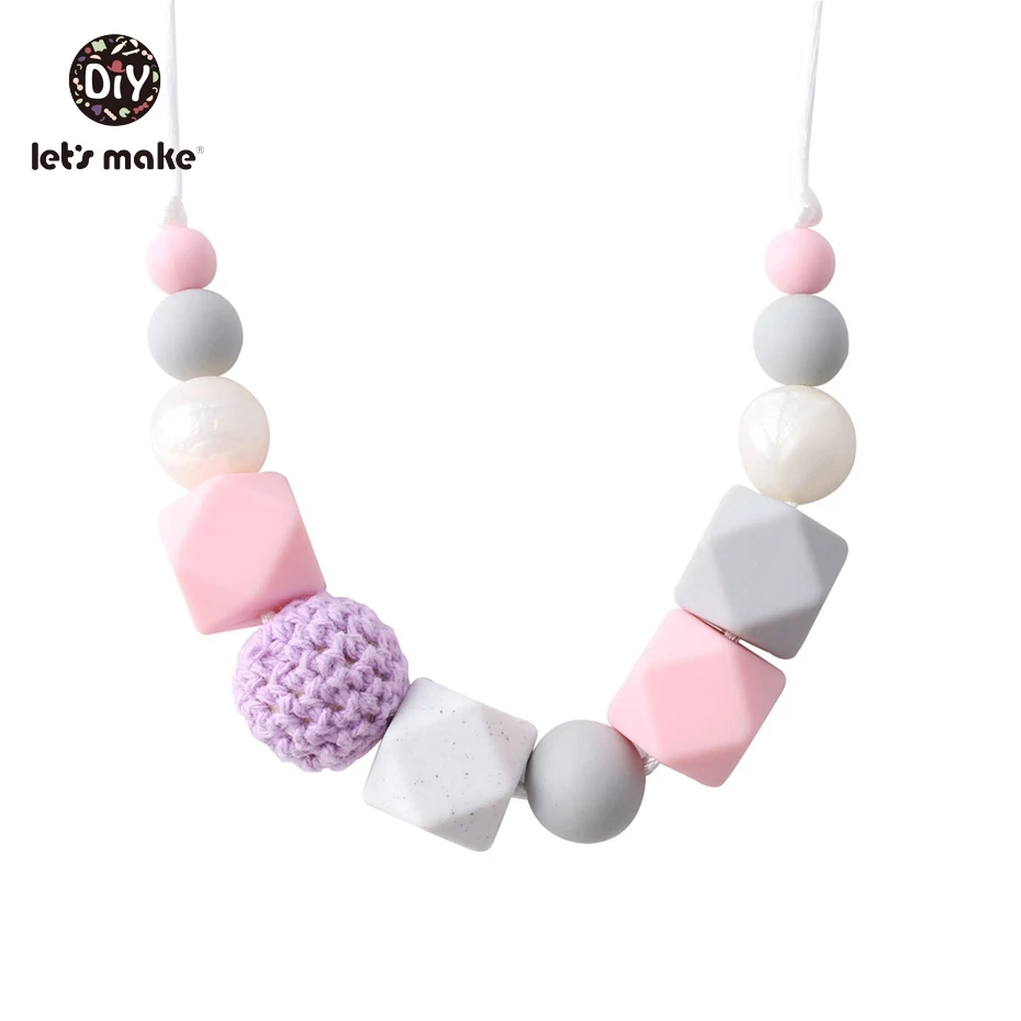 Let's Make Baby модное ожерелье для девочек-прорезывателей, розовые силиконовые бусины, сделай сам, ювелирное изделие, ручная работа, Прорезыватель для зубов, ожерелье, пустышка, детский Прорезыватель для зубов - Цвет: 4