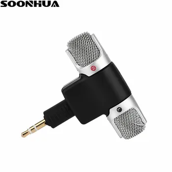 

SOONHUA Portable Mini Mic Digital Dual Unidirectional Stereo Microphone 3.5mm Jack Mic for Recorder Mobile Phone PC Laptop