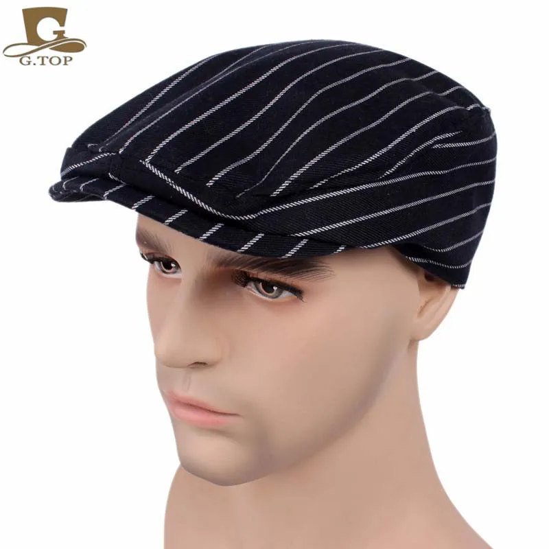 2017 New Cotton Beret Hats Unisex Summer striped Caps Men vintage