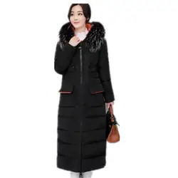KMETRAM, зимняя женская куртка, новинка 2019, женское длинное теплое пальто с капюшоном, плюс размер, большой меховой воротник, женские тонкие