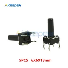 5 pièces/lot 6X6X13 4PIN mini Tactile Tact bouton poussoir Micro interrupteur Kit enfichable Direct définit les commutateurs à clé en cuivre DIP
