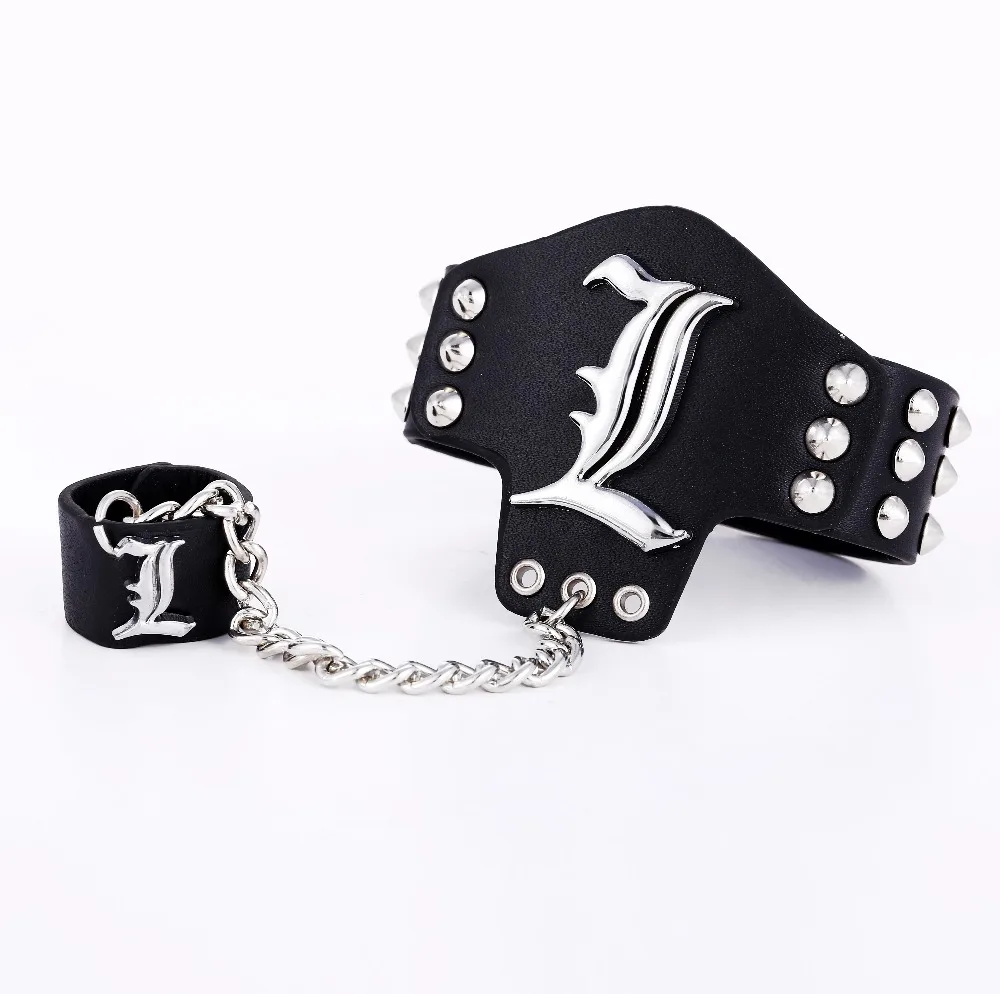 

MJ Hot Cosplay Jewelry Death Note Logo Black Leather Bracelets Anime Punk Bracelet Bangle Gifts